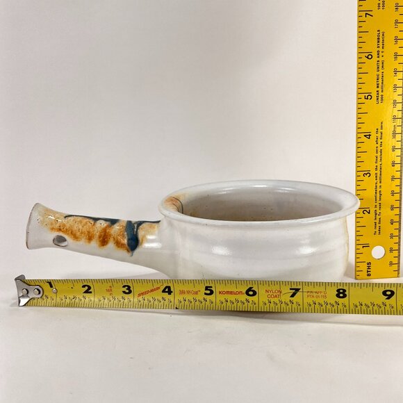Brenner Tolliver Pottery Handcrafted White Stoneware Soup Bowl Hollow Handle - Picture 13 of 15